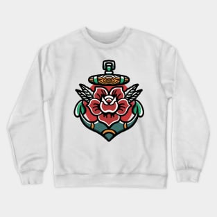 rose and anchor tattoo Crewneck Sweatshirt